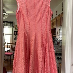 Peach colored lace dress